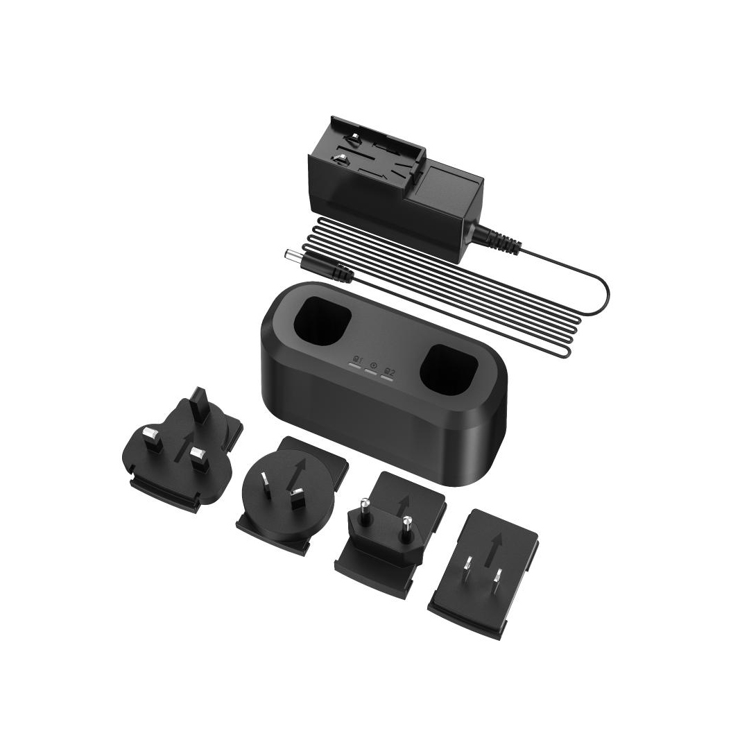 Base de carga con adaptador y enchufes (US/UE/UK/AU)